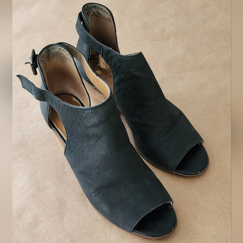 Lucky Brand Black Leather Booties Size 8.5